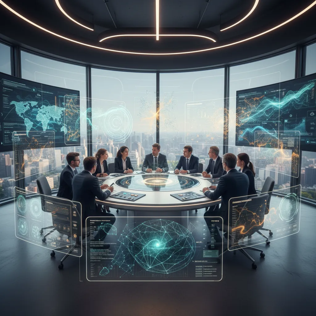 Professionals analyzing AI-driven insurance risk assessment data on multiple screens