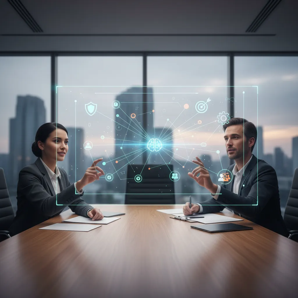 AI visualizing M&A risks and potential synergies for strategic decision-making