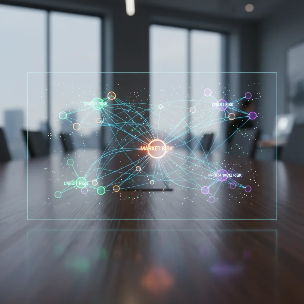 AI visualizing complex market and credit risk data for financial institutions