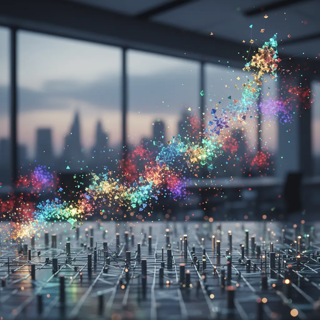 Abstract data visualization showing AI-driven market trend prediction.