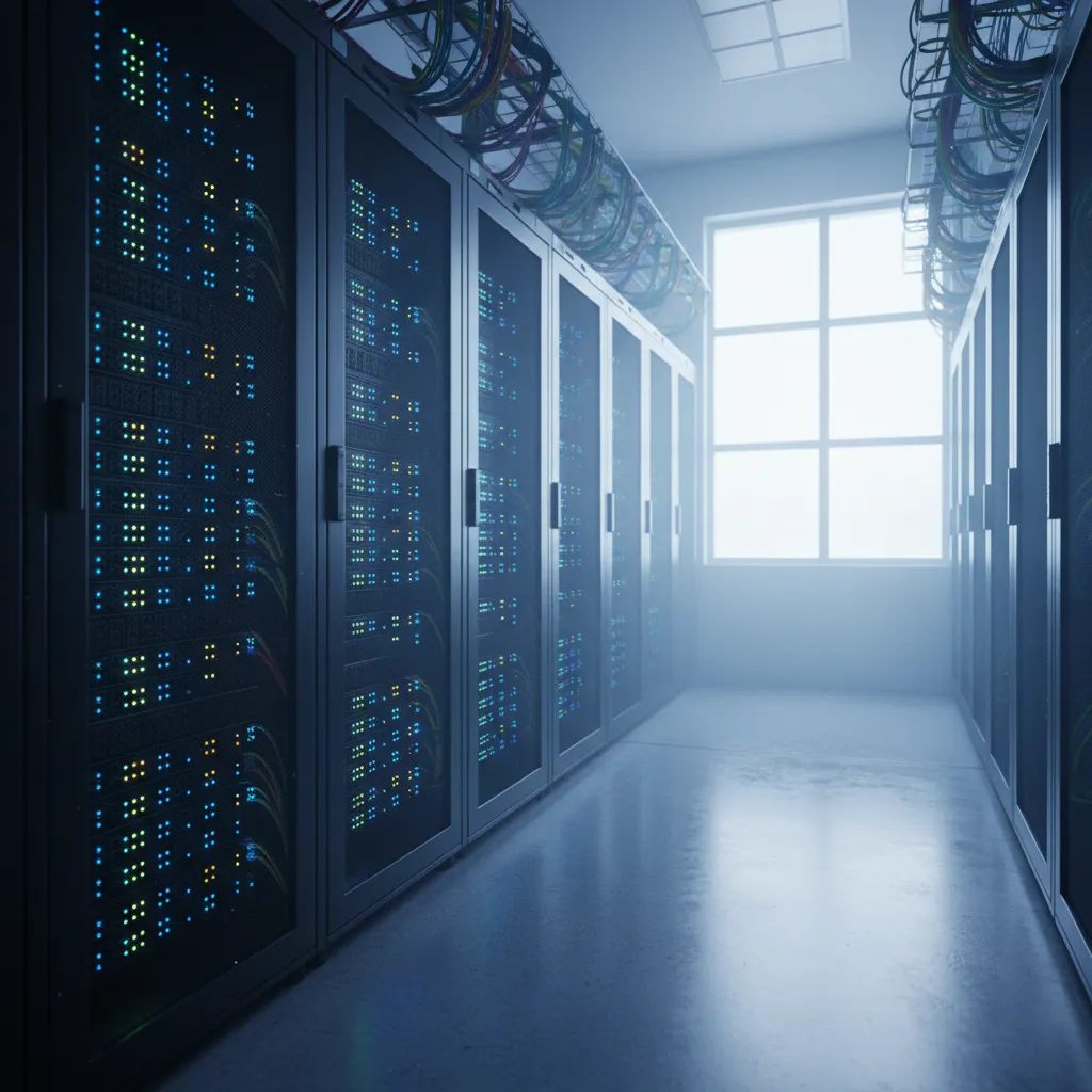 Server room representing computational power for algorithmic trading strategies