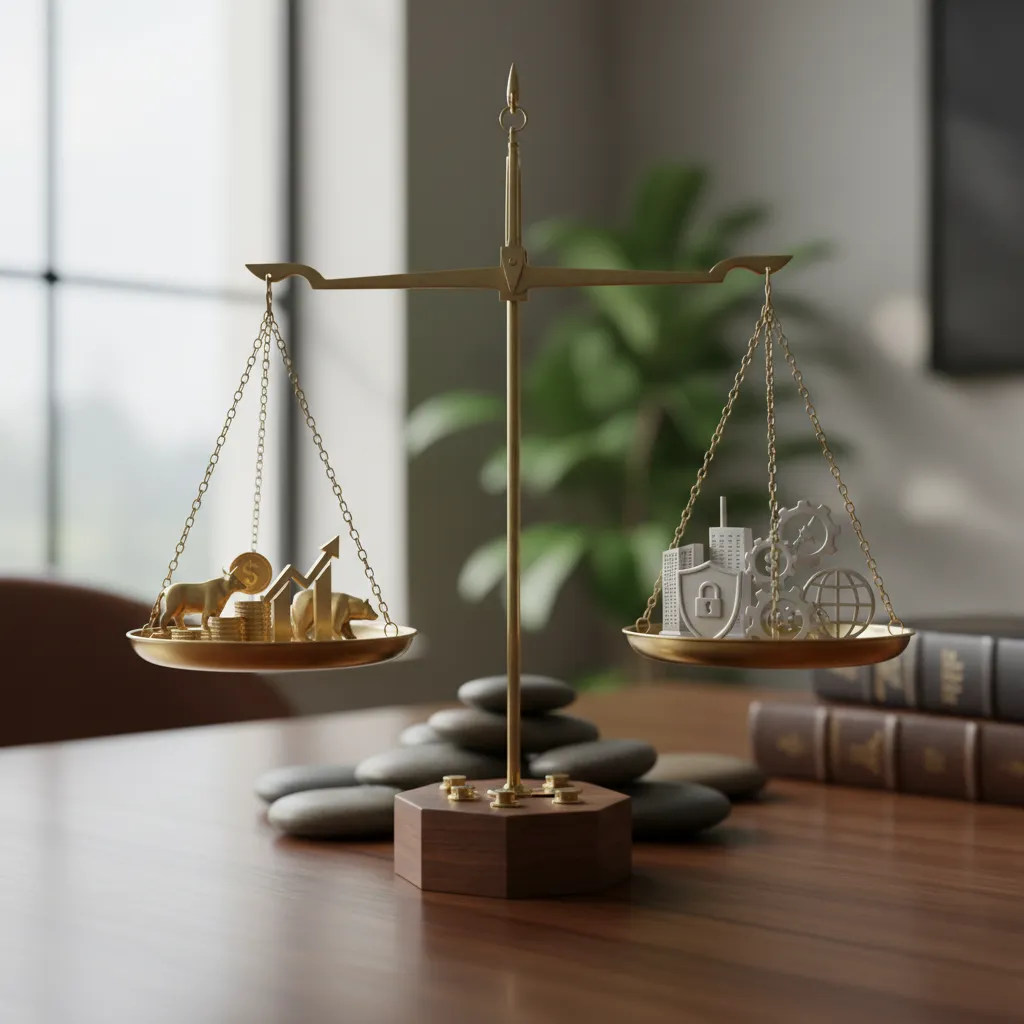 Balanced scale showing diversification benefits of alternative investments for risk management