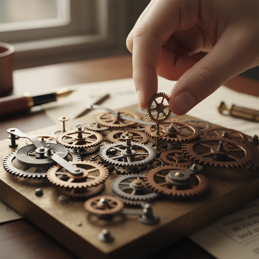 A hand strategically building a diversified angel investment portfolio with gears