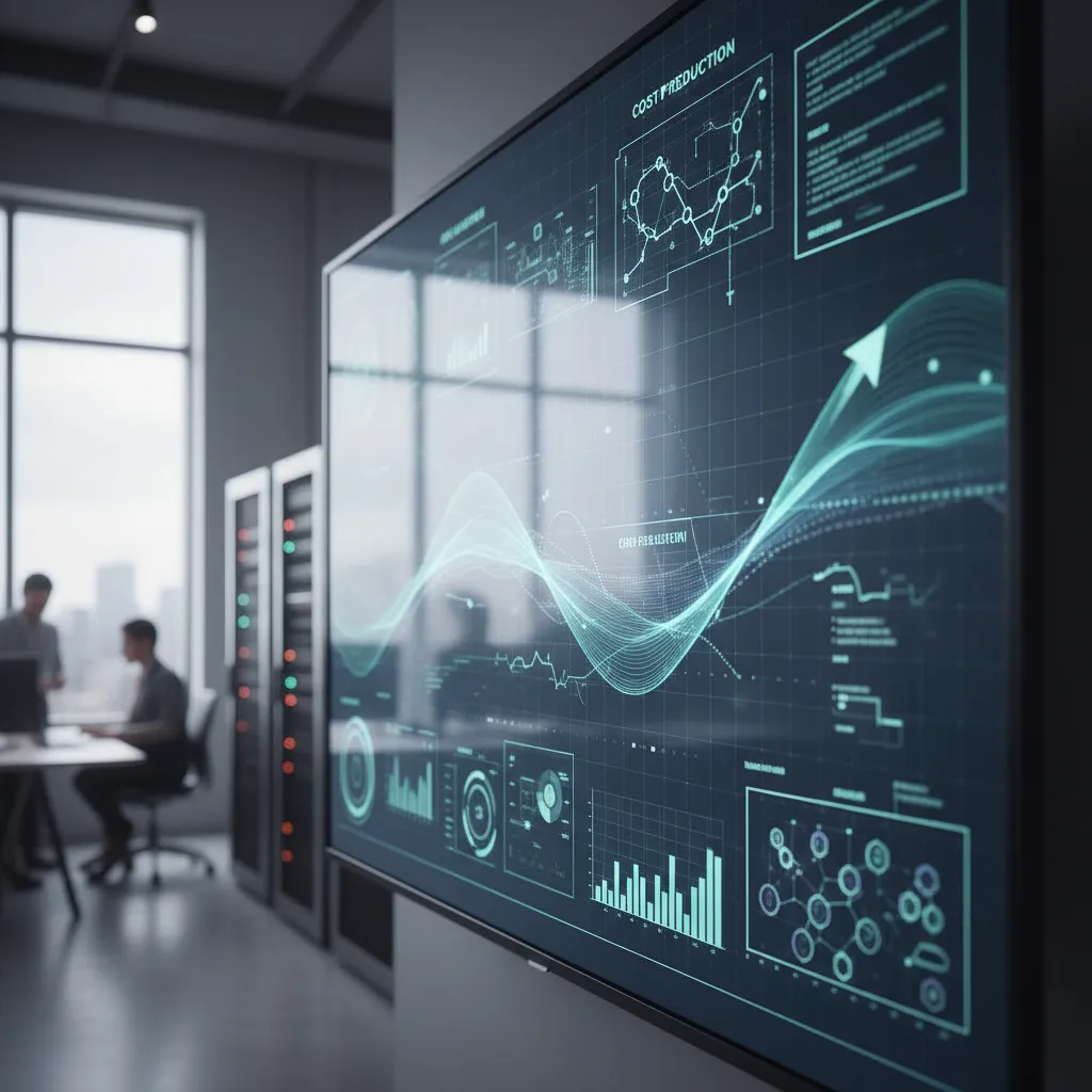 Dashboard showing cloud cost savings and efficiency metrics