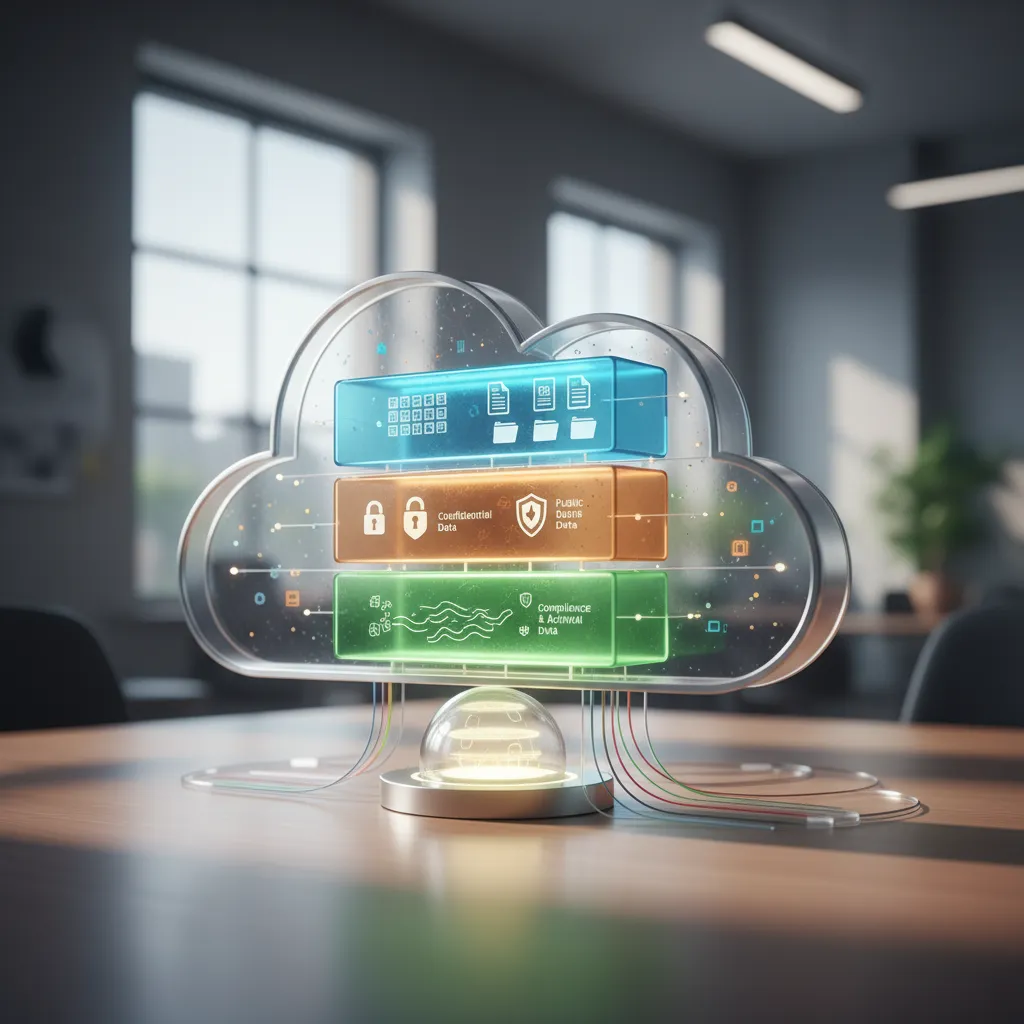 Visual representation of data classification and organization within a cloud storage system