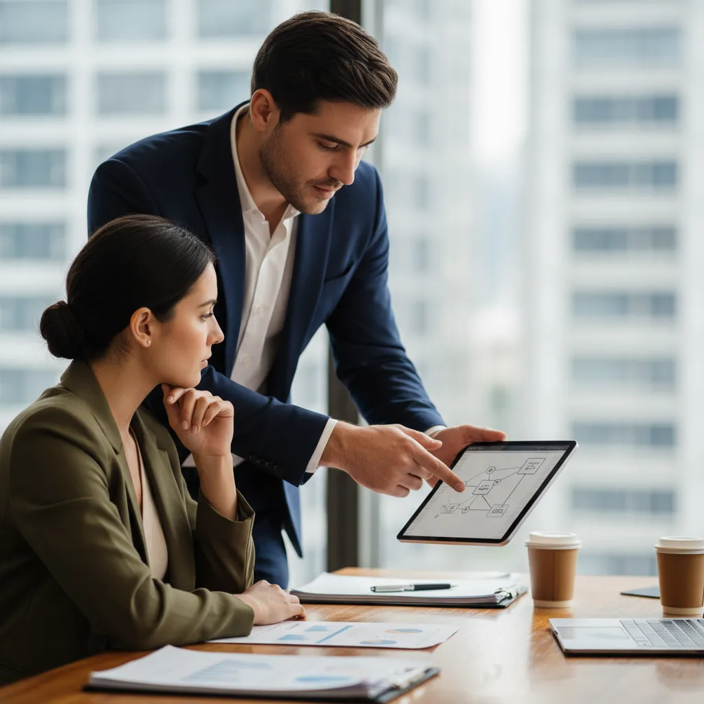 Financial advisor guiding a business owner through mezzanine financing options
