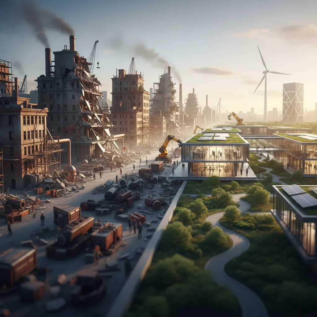 Illustration of a business undergoing strategic transformation and growth after a leveraged buyout