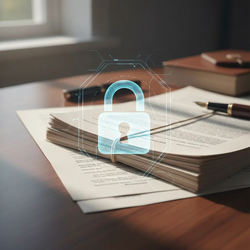 Legal documents and a secure digital interface symbolizing trusts and LLCs for asset protection