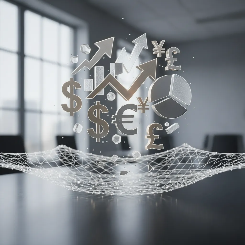 Abstract illustration of a diversified investment portfolio with a safety net protecting against downside risk