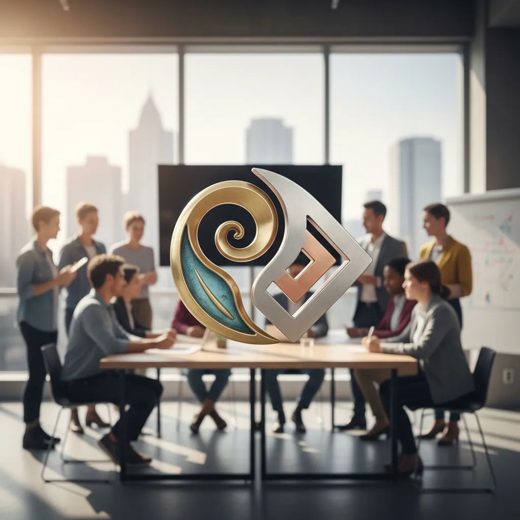 Two company logos merging, representing successful post-merger integration and collaboration.