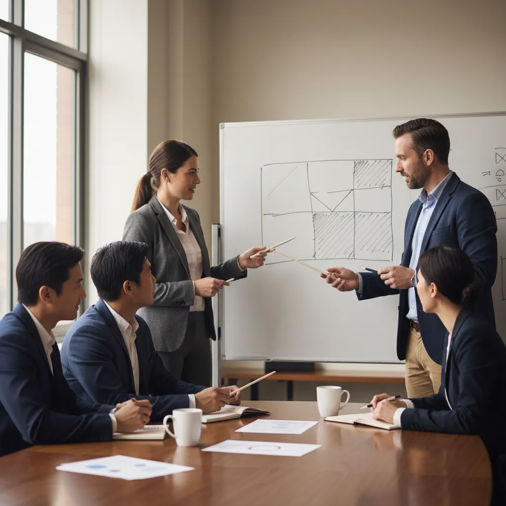 Business professionals collaborating to analyze different SaaS pricing models and customer segments.