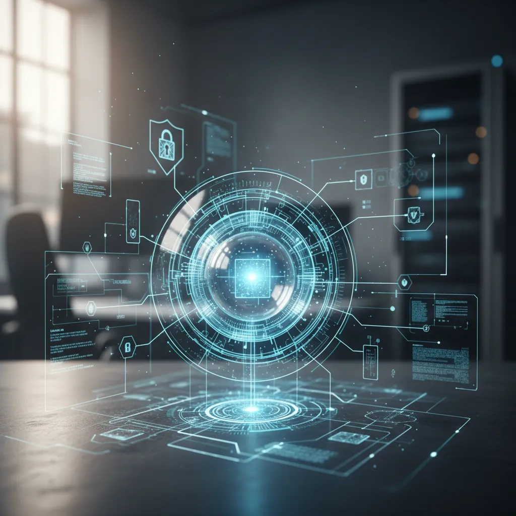 Conceptual image depicting 'privacy by design' principles with layered data security