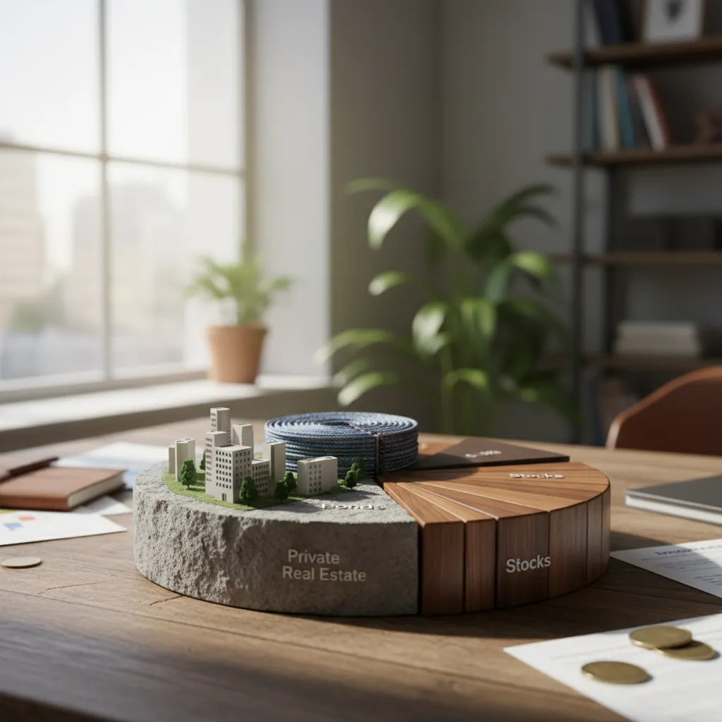 Diversified investment portfolio chart showing private real estate as a key asset class