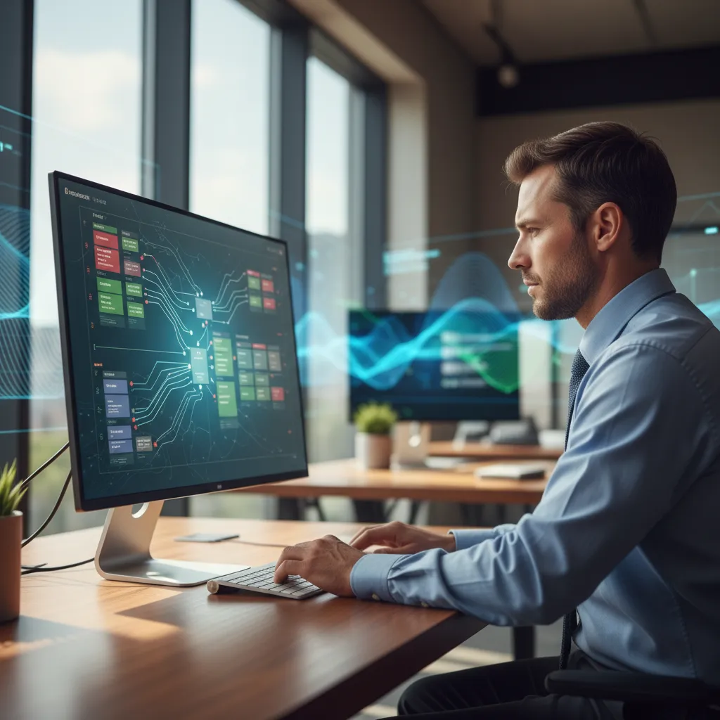 An investor using financial software to strategically rebalance their portfolio for optimized returns.