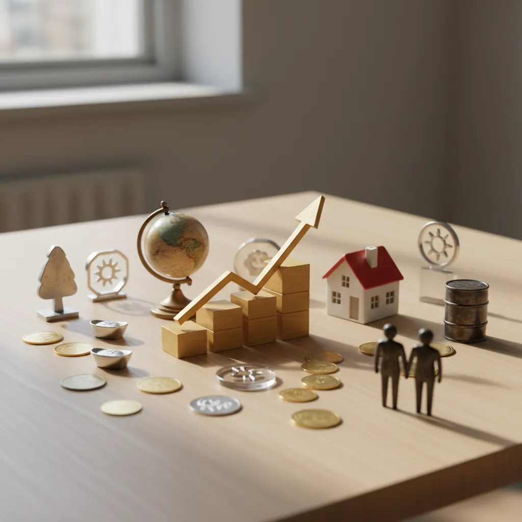 Visual representation of a diversified investment portfolio for retirement planning, showing various asset classes.