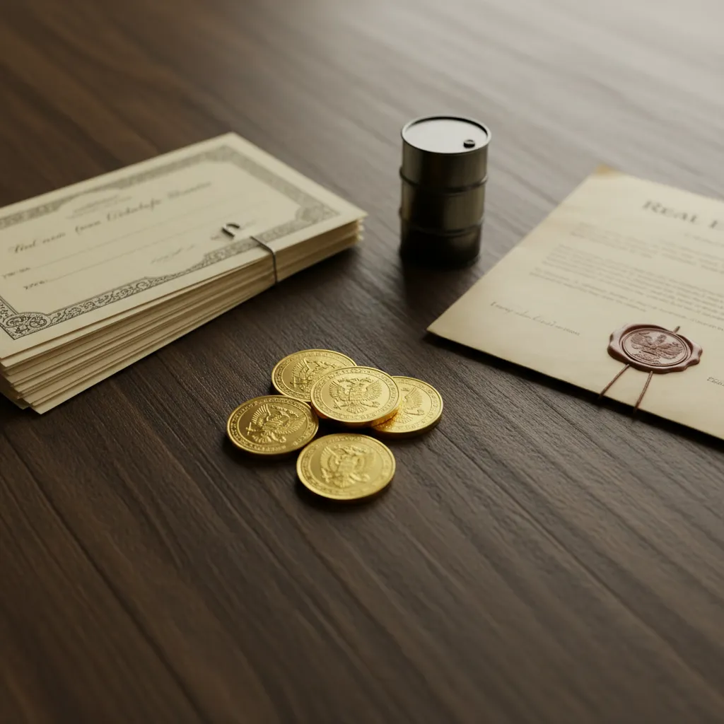 Diversified investment assets like gold, real estate, oil, and stocks for stagflation portfolio