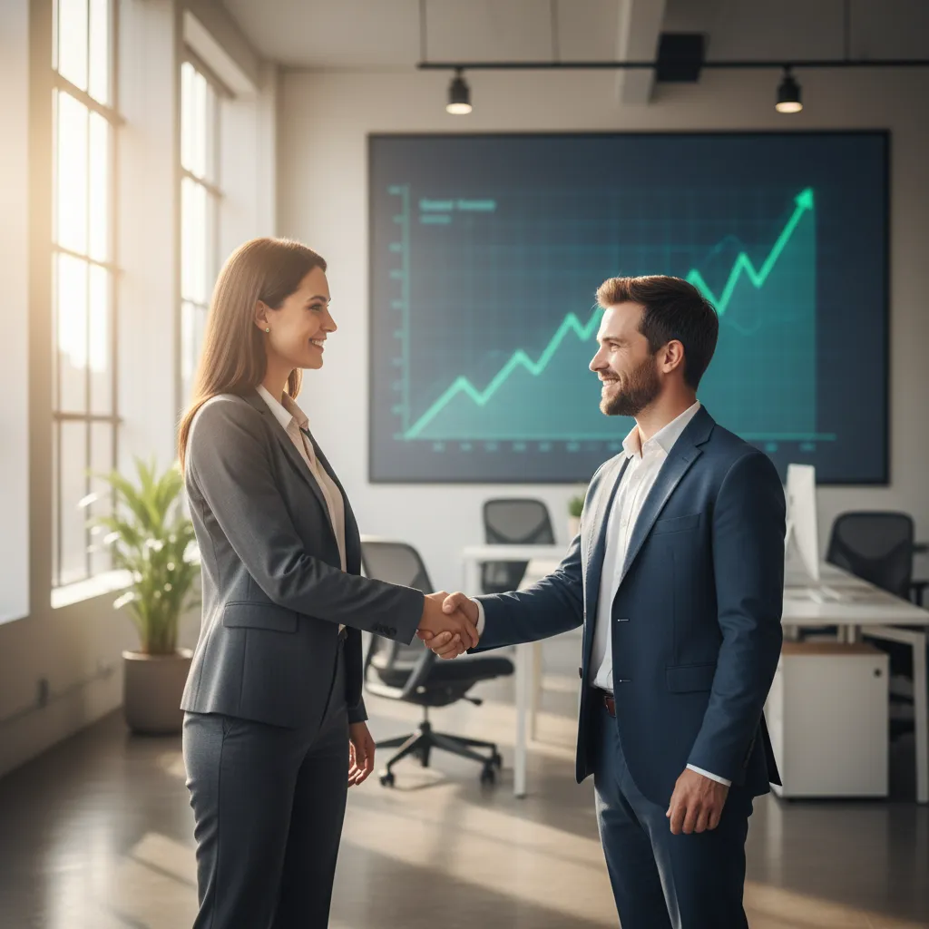 Startup founder shaking hands with a venture debt investor