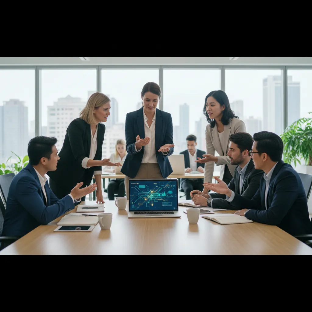 Business team collaborating on strategic cash flow optimization, leading to accelerated growth.